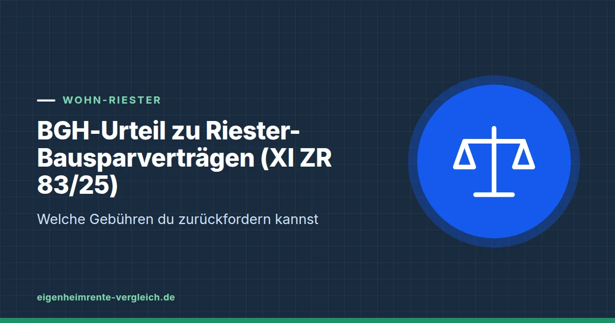 Grafik zum Beitrag: BGH-Urteil zu Riester-Bausparverträgen (XI ZR 83/25): Welche Gebühren du zurückfordern kannst